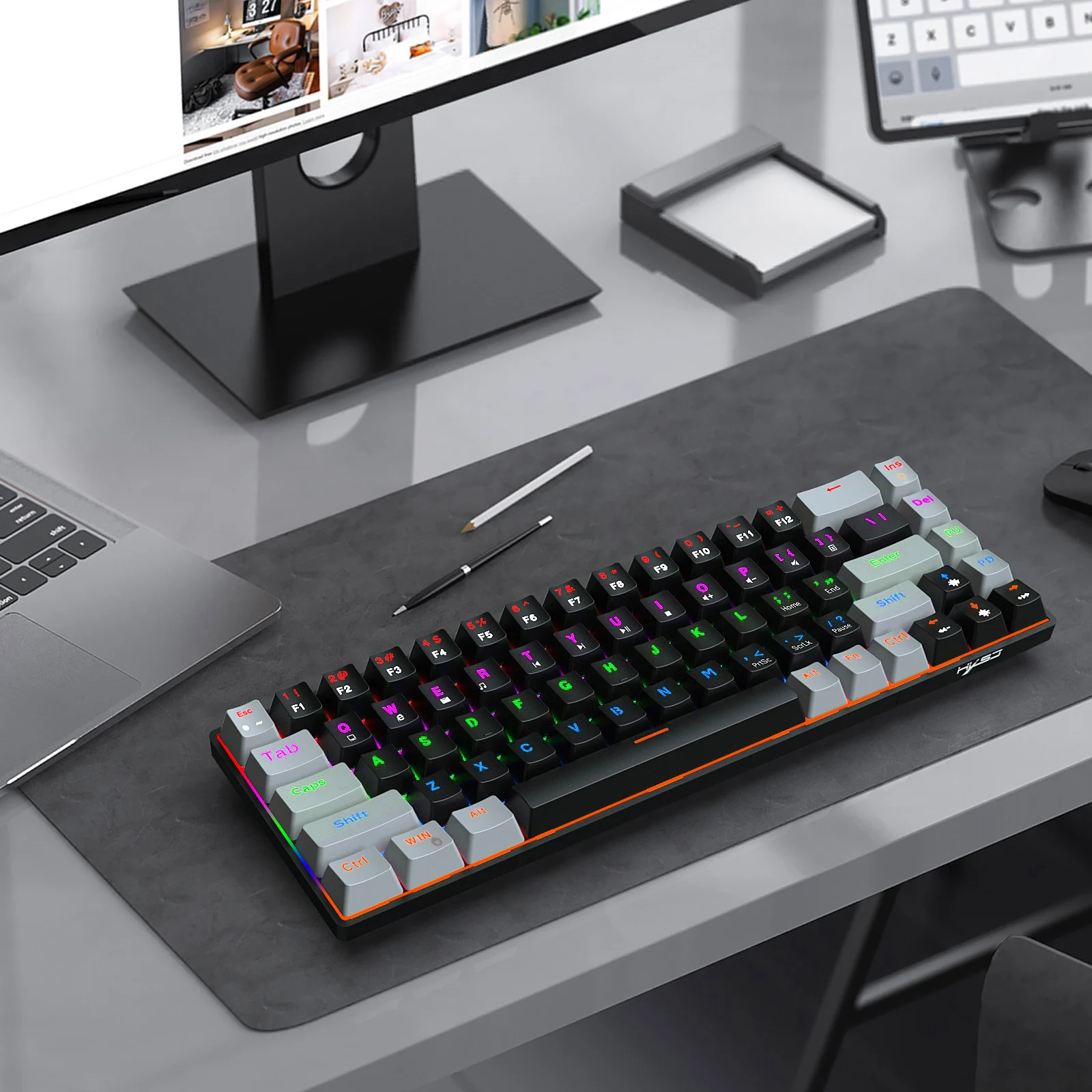 68 Key Mechanical Keyboard Gaming USB Wired LED Backlit Axis Gaming Mechanical Keyboard Optical Switches For Desktop