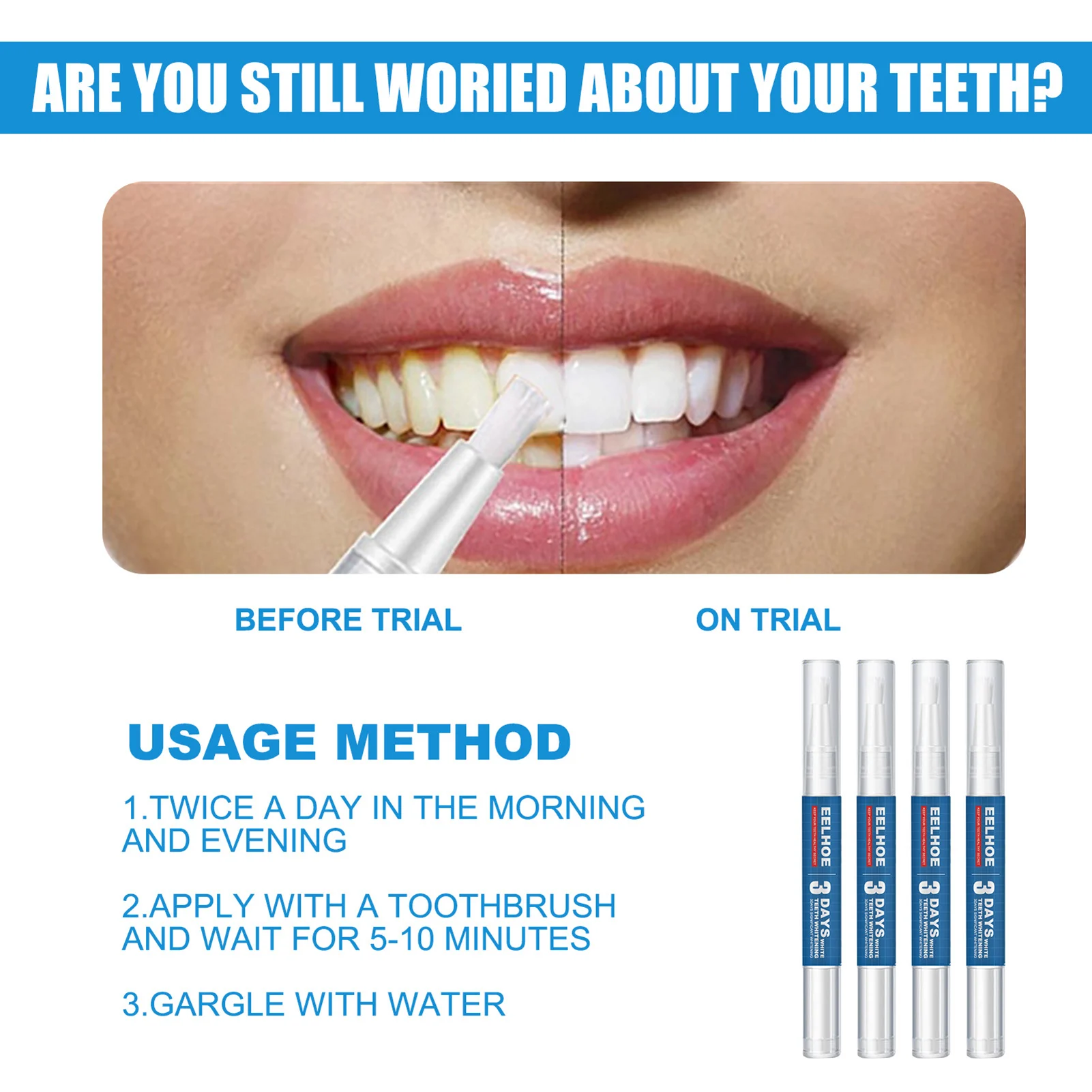 

4Pcs Teeth Whitening Pen Set Cleaning Serum Plaque Stains Remover Teeth Bleachment Dental Whitener Oral Hygiene Care
