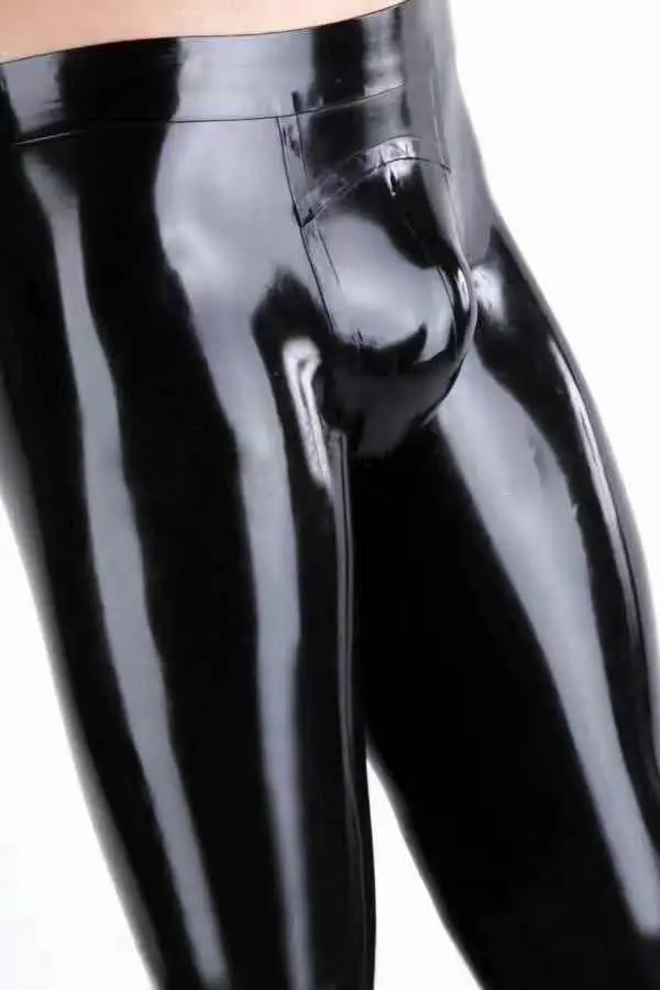 Сексуальные мужские латексные резиновые леггинсы брюки 3D промежность подгонянный