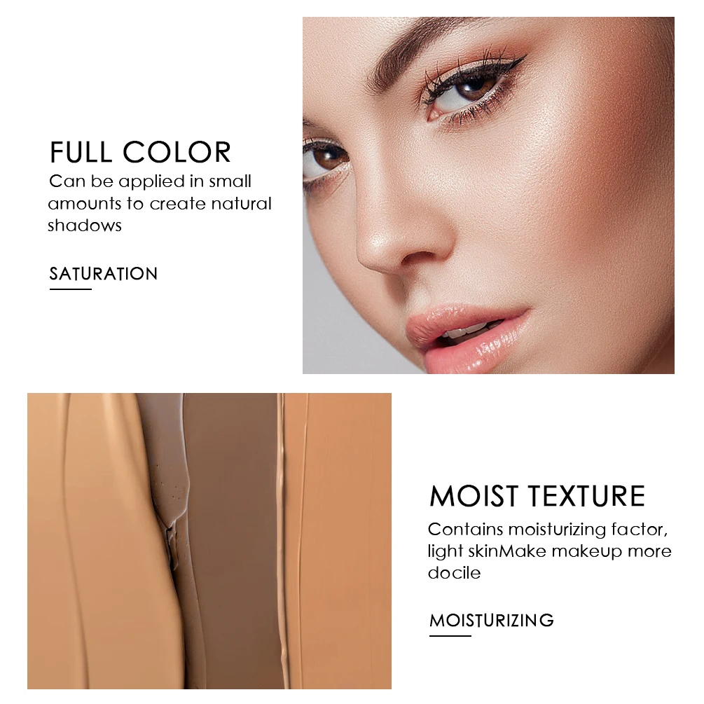 QIBEST Face Bronzer Makeup Contour Shade Concealer Brighten 3D Cosmetic Makeup Glow Illuminator Highlight Smooth Bronzer Palette