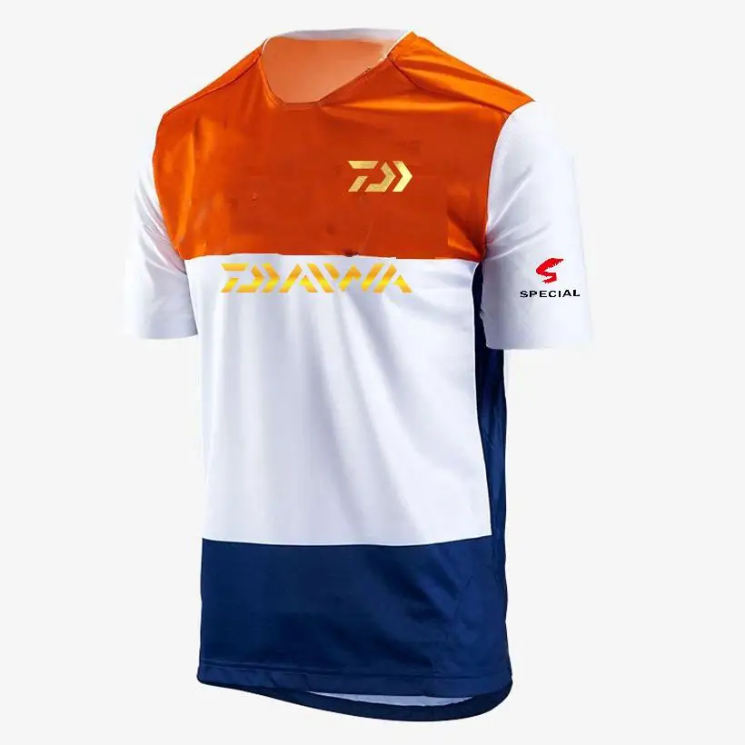 Новая одежда для рыбалки DAIWA с коротким рукавом летняя Рыбацкая рубашка с принтом дышащая быстросохнущая одежда XXS-5XL больших размеров - Цвет: D