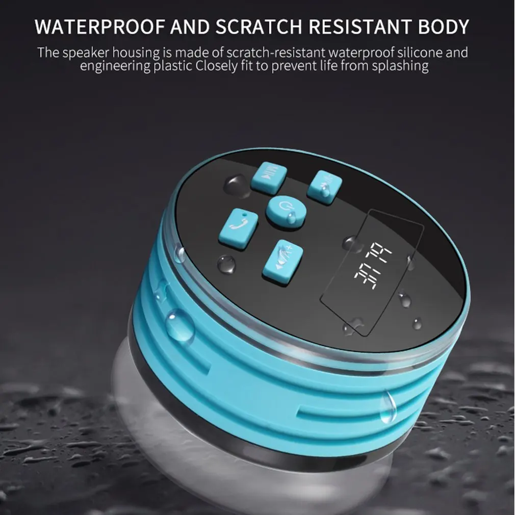 IPX7 Waterproof Wireless Speaker With FM Radio Built-in Mic Portable Shower Radio Subwoofer Superior Sound