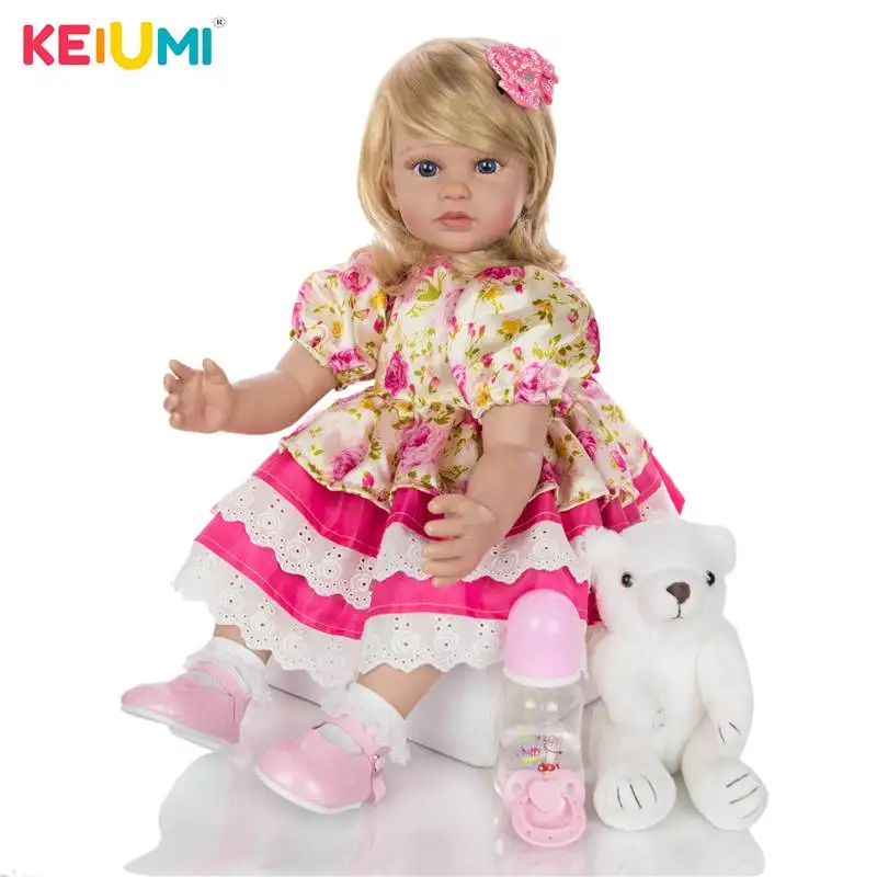 KEIUMI Lovely Princess Reborn Baby Doll 60cm Soft Vinyl Cloth Body Lifelike Reborn Bonecas Meninas Doll For Children's Day Gift