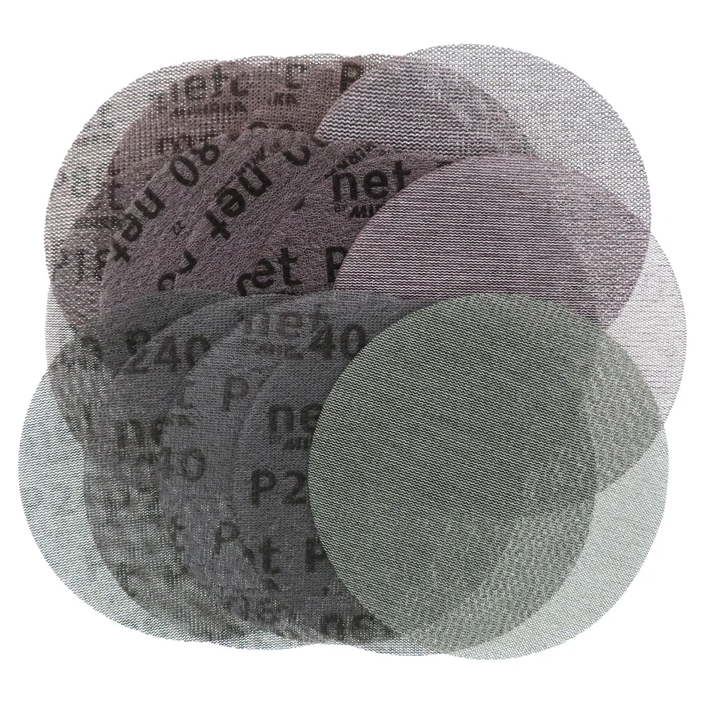 30 unids/caja de 3 pulgadas 75mm papel de lija de red de malla de discos de lijado libre de polvo Anti-bloqueo 80-320 sémola de maíz seco eliminación acabado lijado