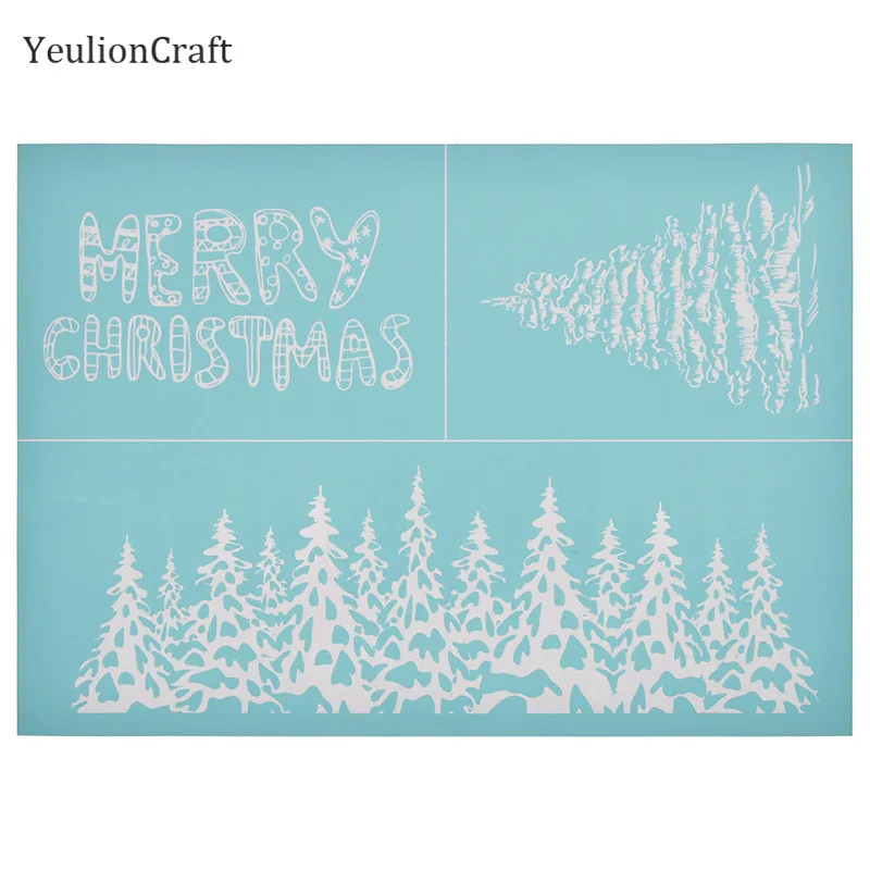 YeulionCraft, 11 шт./лот, Merry Christmas, самоклеющаяся шелкография, трафарет, сетка, переноска для футболок, Diy, украшение для дома