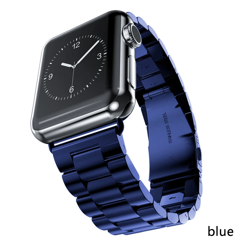 Браслет из нержавеющей стали для Apple Watch 5, 38 мм, 42 мм, 40 мм, 44 мм, iWatch series, ремешок из нержавеющей стали, модный металлический браслет 5, 4, 3, 2, 1 - Цвет ремешка: bule