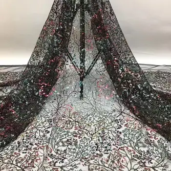 

African net lace with sequins african lace fabric wedding high quality french tulle lace 5yards nigerian lace fabric DP-A3