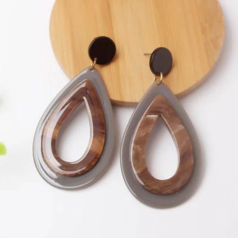 Big Water Droplets Dangle Earrings for Women Red Green Acrylic Resin Brincos Rock Punk Jewelry Accessories Friend