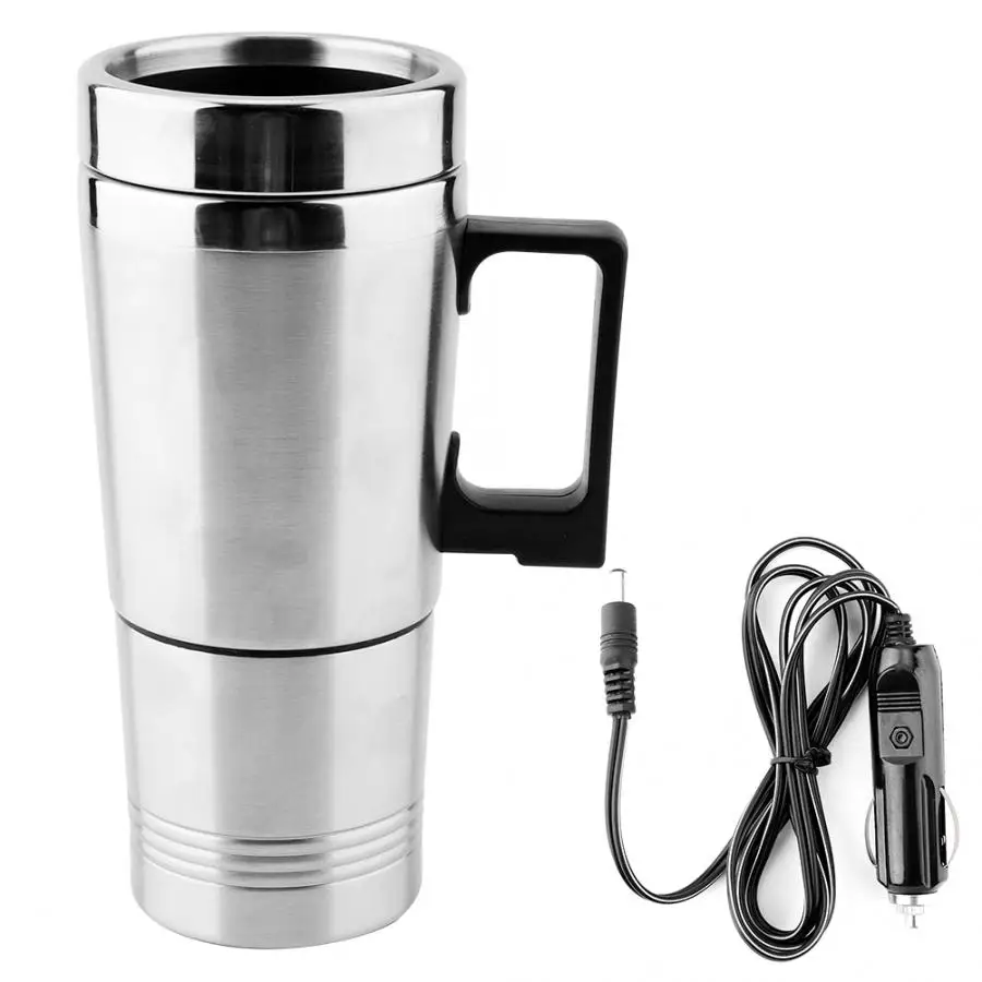 350ML + 150ML Car Electric Kettle Coffee Tea Water Heating Cup 12V Stainless Steel