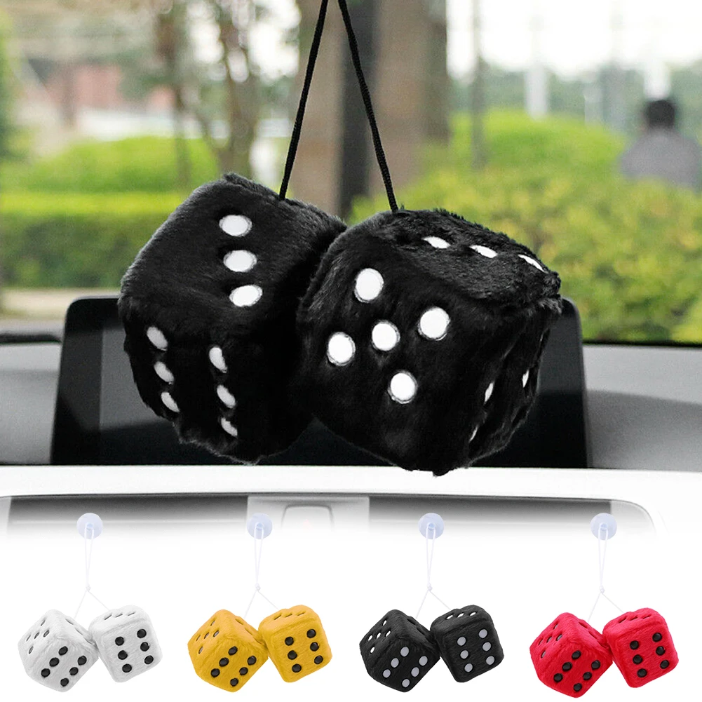 Suspension Adornment Charms Plush Dice Interior Hanging Car Pendant Ornaments Accessories Rear View Mirror Cute Decor Craps