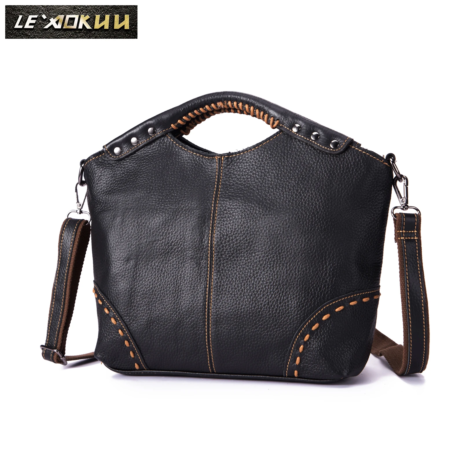 

Real LEATHER Famous Brand High Quality Luxury Ladies Casual Design handbag Shoulder bag Women female ol elegant Tote bag 6640-b