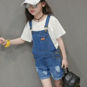 

2-13T Kids Girls Overalls Summer Girls Denim Shorts Children Rompers Clothes Bebe Jumpsuit Girls Clothing BC687