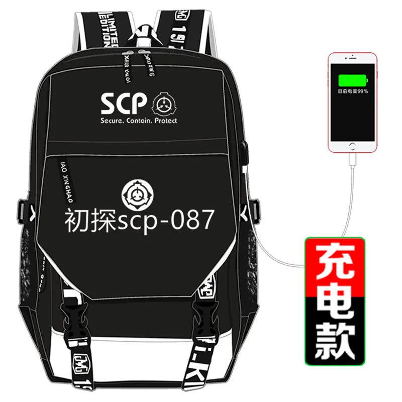 SCP специальные процедуры удержания основа Косплей рюкзак школьный usb зарядка сумки на плечо Карандаш Чехол для ноутбука путешествия подарок