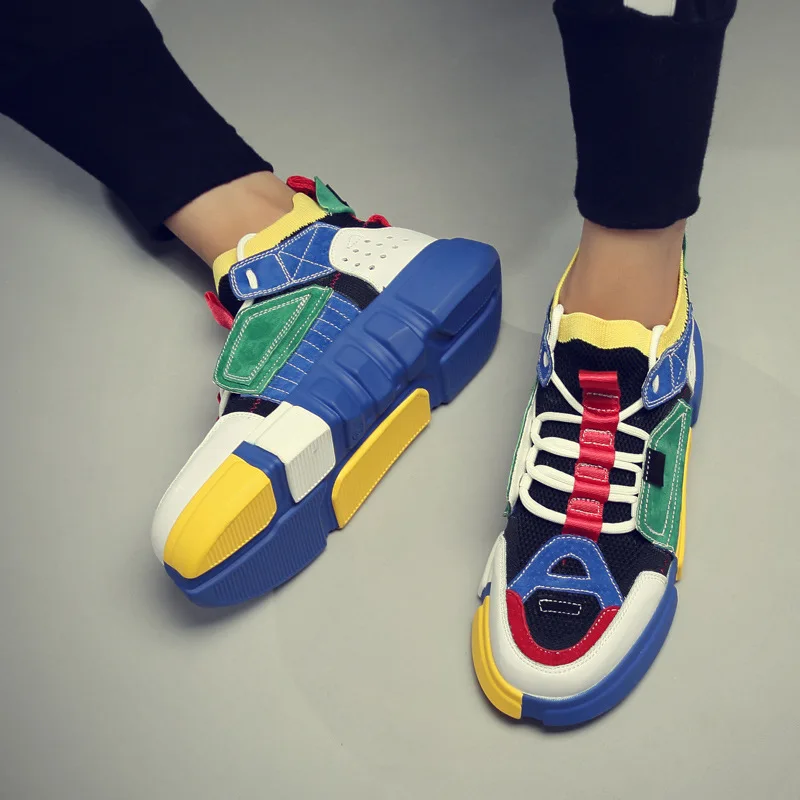 

INS Super Fire Shoe Summer Breathable COUPLE'S Board Shoes Genuine Leather Fly Woven Dad Shoes Enlightenment MEN'S SHOES