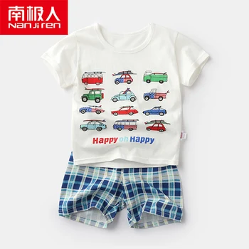 

NANJIREN Summer Children Pajamas Sets Shorts Sleep Shirt Set Baby Girls Clothes Print Car Pajama Sets Cotton Children's Pajamas
