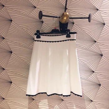 

Women Skirt 2019 Spring and Summer New Pleated Color Matching Knitted Skirt