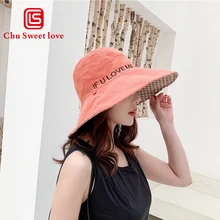 Женская шляпа летняя анти-УФ широкоугольная двухсторонняя Солнцезащитная шляпа Отдых Складная Панама Большие Полями хлопок пляжные солнцезащитные шапки солнцезащитный