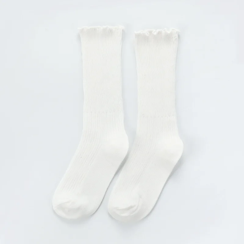 White 2 Однотонные детские гольфы детские хлопковые красивые теплые носки ярких цветов Детская одежда для мальчиков и девочек от 0 до 10 лет - Цвет: White 2