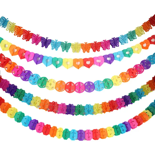 Colorful Paper Garland Happy Birthday Party Decorations Banner Flag Wedding Hang Pennants