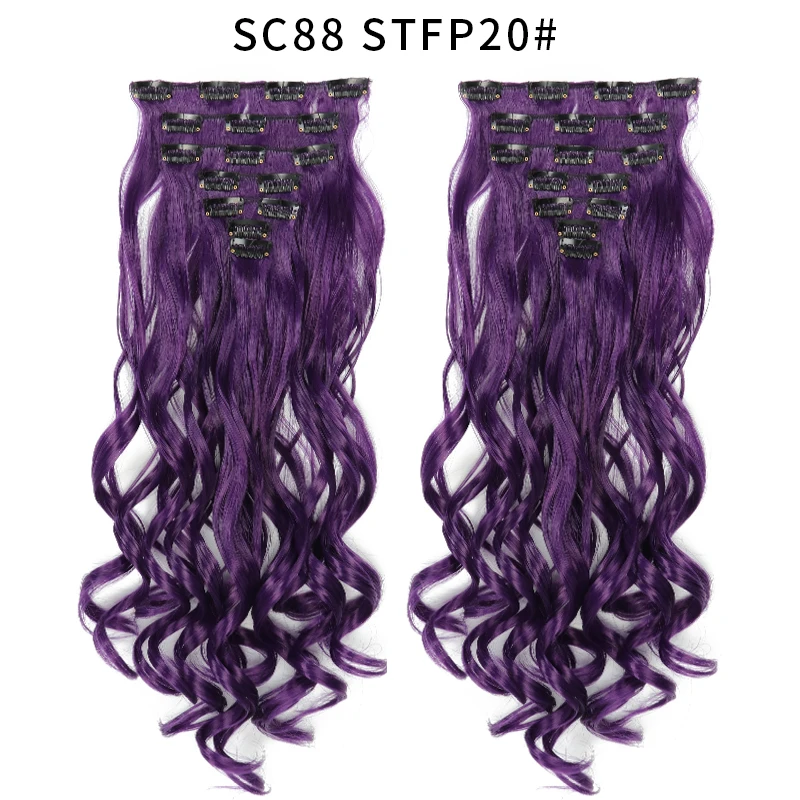 Chorliss, 16 клипсов, накладные волосы, 22 дюйма, длинные волнистые синтетические волосы на клипсах, накладные волосы, накладные волосы с эффектом омбре - Цвет: SC88 STFP20