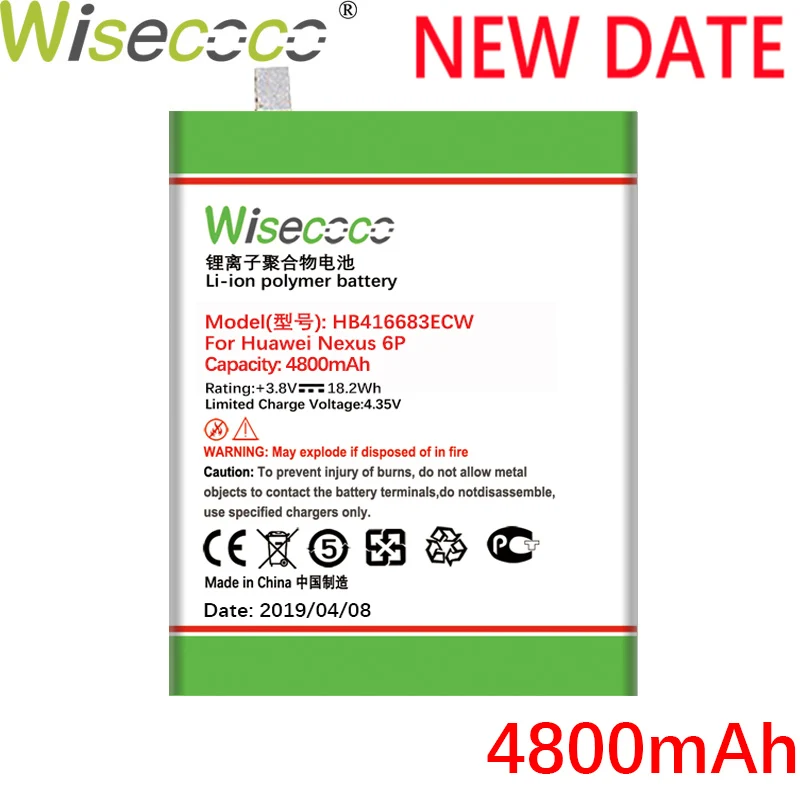 Wisecoco HB416683ECW 4800 мАч высококачественный аккумулятор для huawei Google Ascend Nexus 6P H1511 H1512 Замена телефона