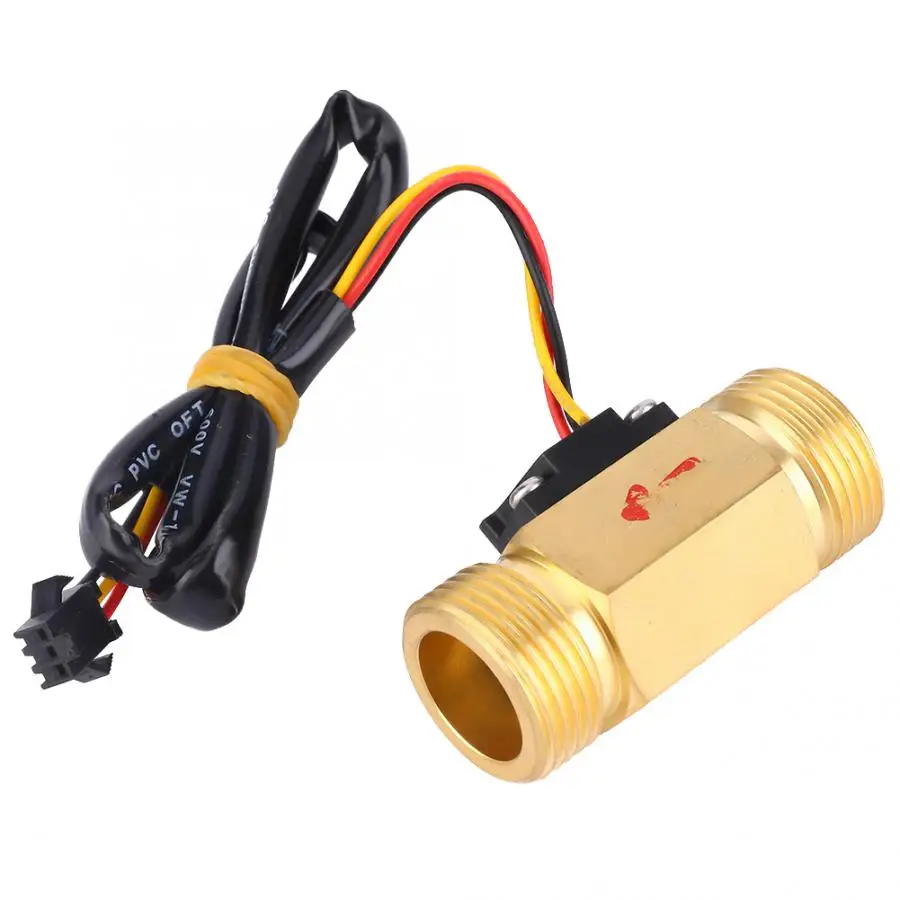 G3/4in Flow Sensor Gauge Hall Effect Flow Rate Meter Male-Male Thread 1~30L/min