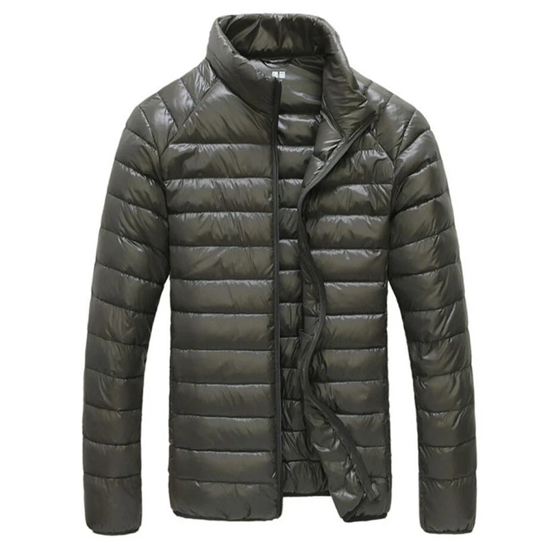 Autumn Winter Down Jacket Men Casual Stand Collar Ultra Light Parka Coat Portable Outwear Windproof White Duck Down Jacket 6XL