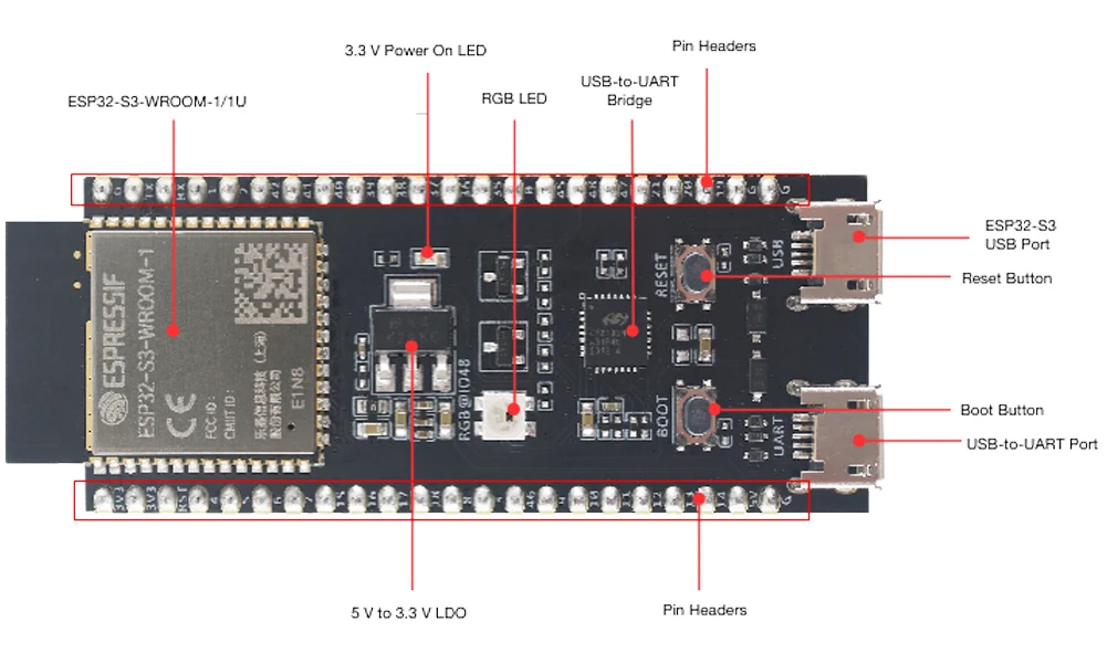 Placa de Desenvolvimento Wi-fi + Ble Wi-fi e Ble N16r8v Mcu Módulo Integra Completo Funções Esp32-s3-devkitc-1 n8 - N8r2 N8r8 - Image 4