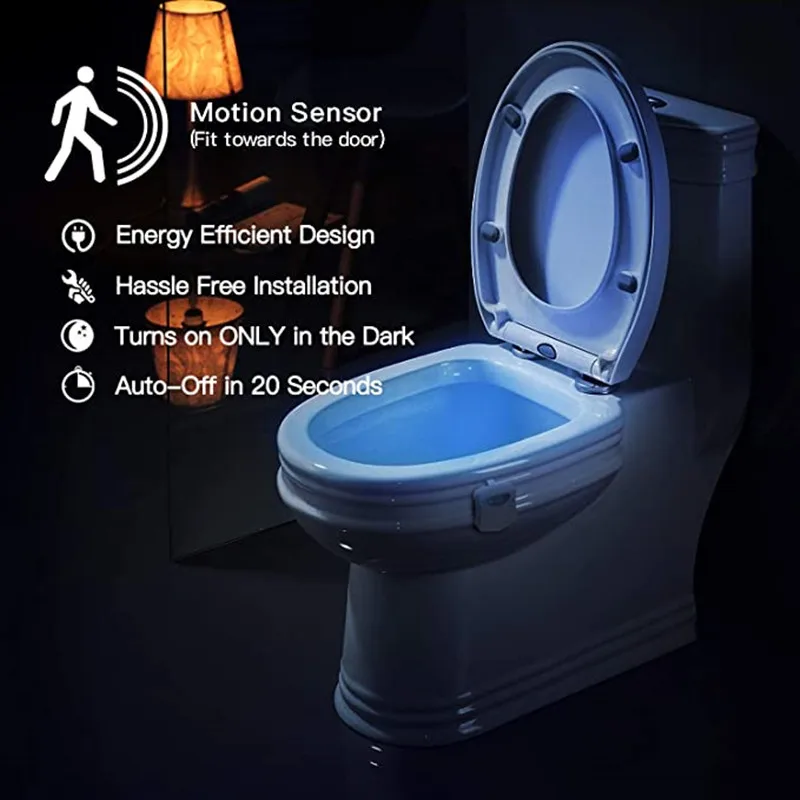 PIR Motion Sensor Toilet Seat Night Light 16Colors Waterproof Backlight For Toilet Bowl LED Luminaria Lamp WC Toilet Light battery night light