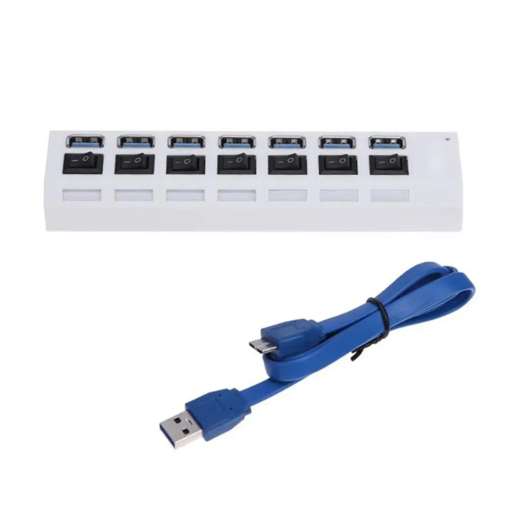 Мини usb-хаб 3,0 Супер скорость 5 Гбит/с 7 портов Портативный Micro USB 3,0 концентратор разветвитель с внешним адаптером питания для ПК Аксессуары