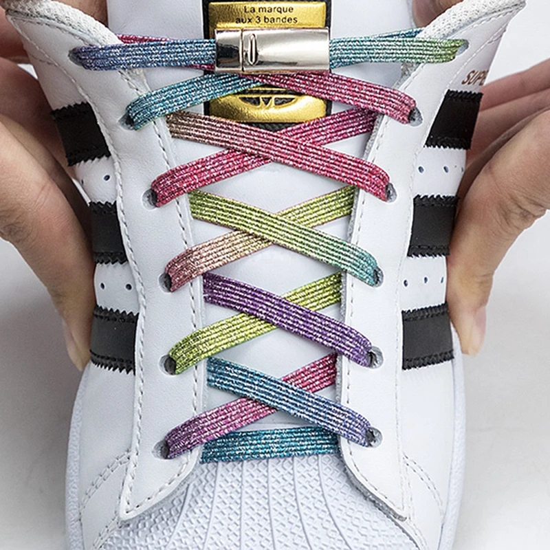 Elastic Shoelaces 1Pair Magnetic Elastic Colorful Flat Shoelaces No Tie