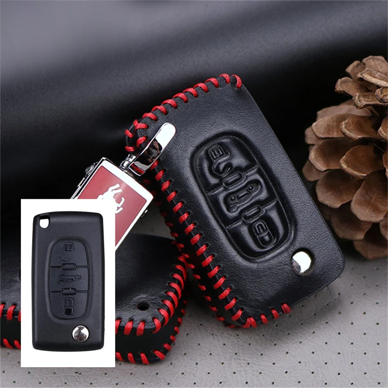 3Button Red Line Чехол для автомобильного ключа для Citroen C1 C2 C3 C4 C5 C4l DS5 Xsara Grand Picasso Berlingo брелок сумка Hoder - Цвет: 3Button Red Line