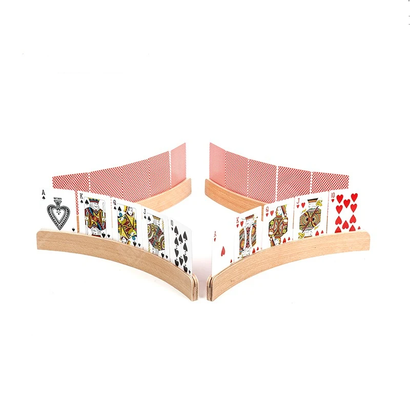 Natural Wood Poker Cards Stand Family Board Games Playing Texas Hold'em