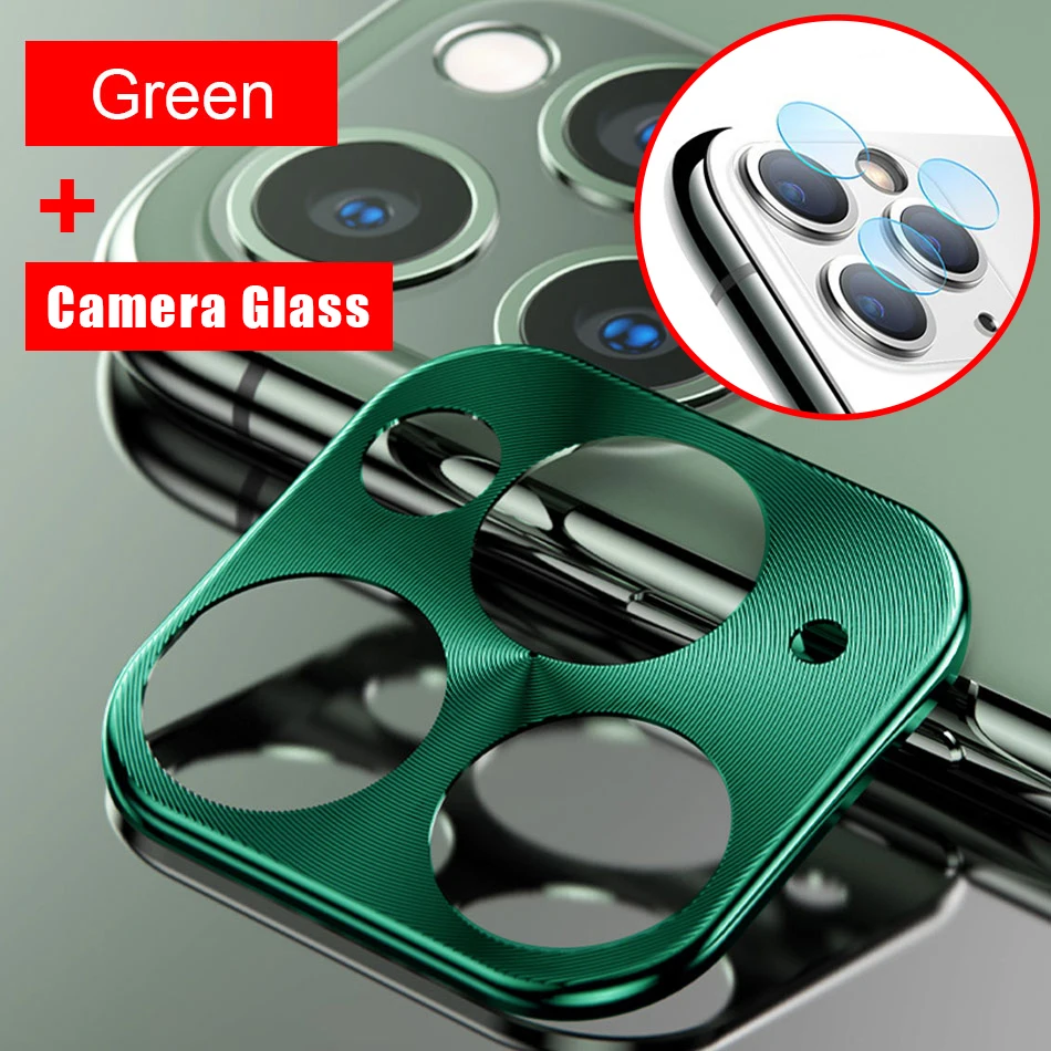 Green Полный защитный чехол для камеры для IPhone 11 Pro X XR XS Max 8 7 6s Plus Роскошный металлический чехол Защитная пленка для объектива Стекло - Цвет: Green