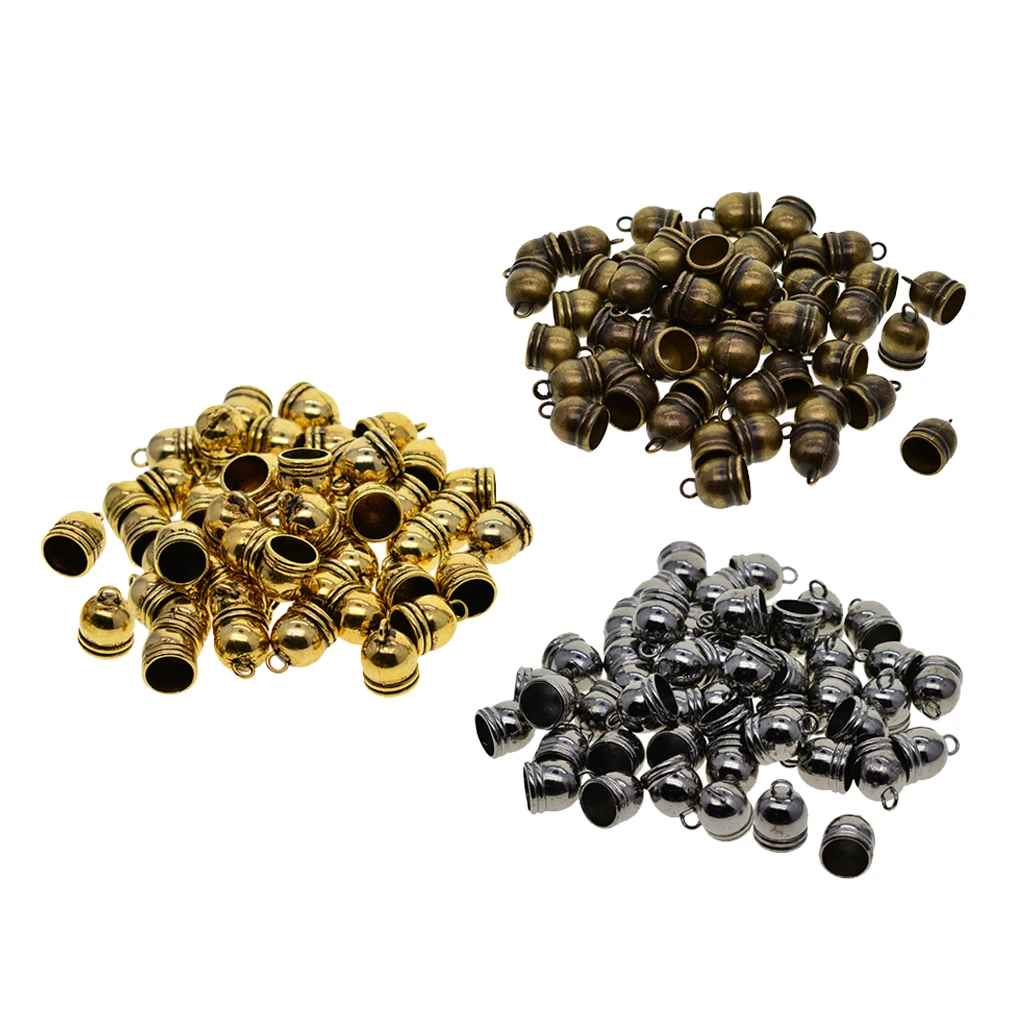 50pc Bell End Cap Bead Stopper Fit 10mm Leather Taseel Cord DIY Jewelry Findings