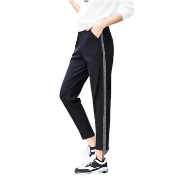

Women Stretch Waist Cropped Pants Fashion Students Sports Running Trousers TY53