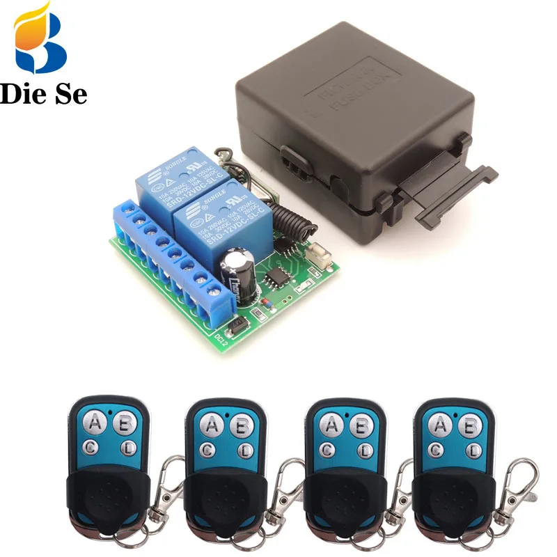 

DC12V 10Amp 2 gangs rf Remote Control Switch Wireless Relay Receiver for Remote Garage\ Lighting\ Electric Door Controller