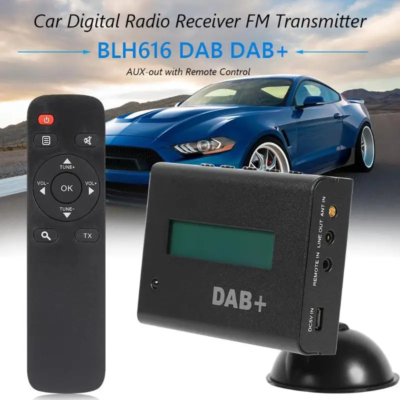 DAB/DAB+ Автомобильный цифровой радиоприемник fm-передатчик AUX-out вещательный приемник инфракрасное управление Поддержка ЖК-панели дисплей
