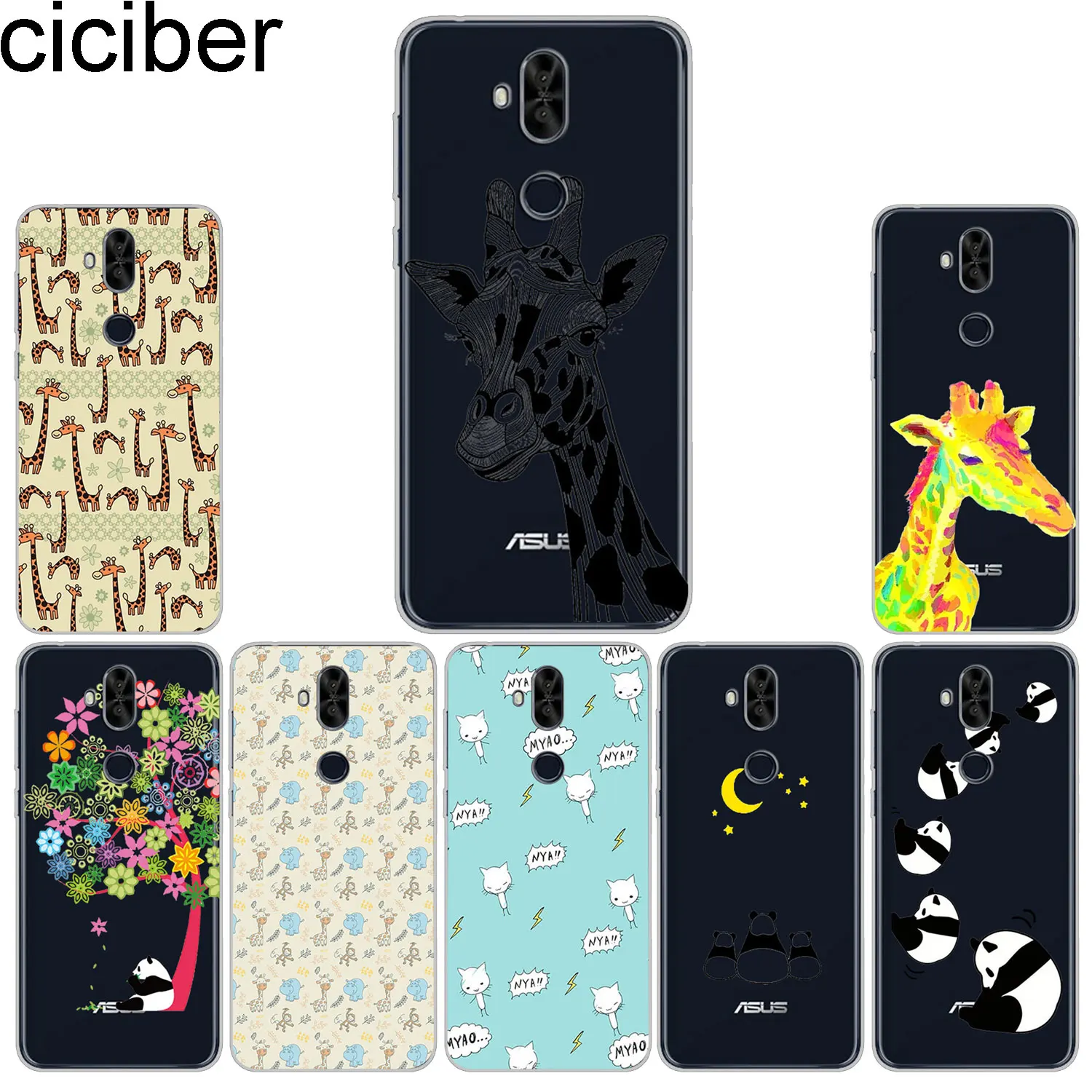 

ciciber Phone Cases For ASUS Zenfone 5 5Z 5Q Lite Max Plus (M1) Case Soft Cover ZE620KL ZS620KL ZC600KL ZB570TL Giraffe Panda