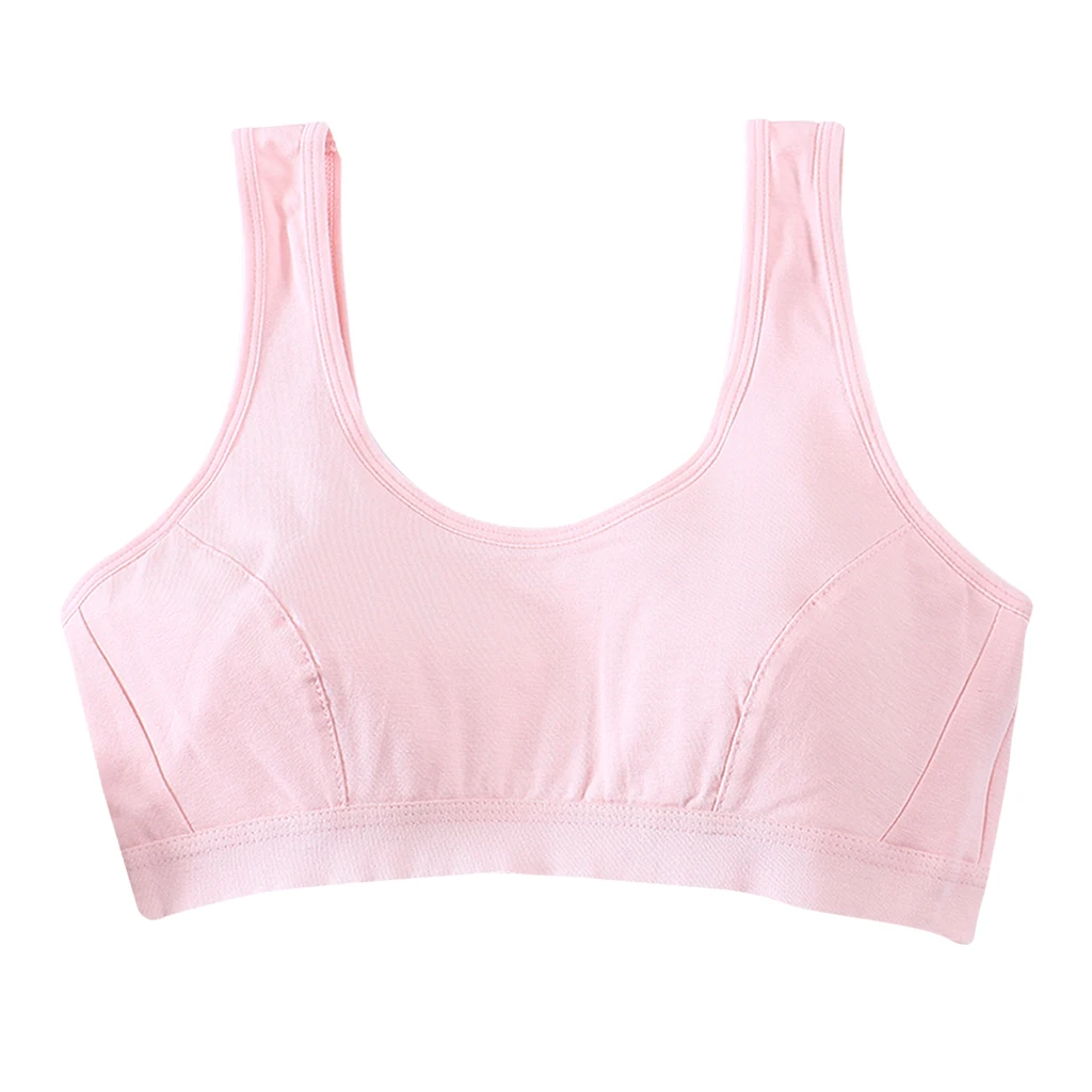 Teen Solid underwear 12 year old  Lovely Girl Training Bra Underwear Vest Top Wireless Cotton Bralette Racerback белье женское