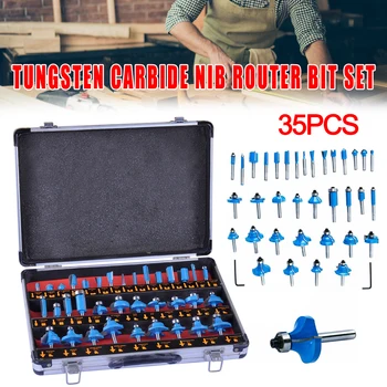

35Pcs Tungsten Carbide Tip Router Bits Set 1/4inch Shank Woodworking Cutter Bit Kit Hand Tools YE-Hot