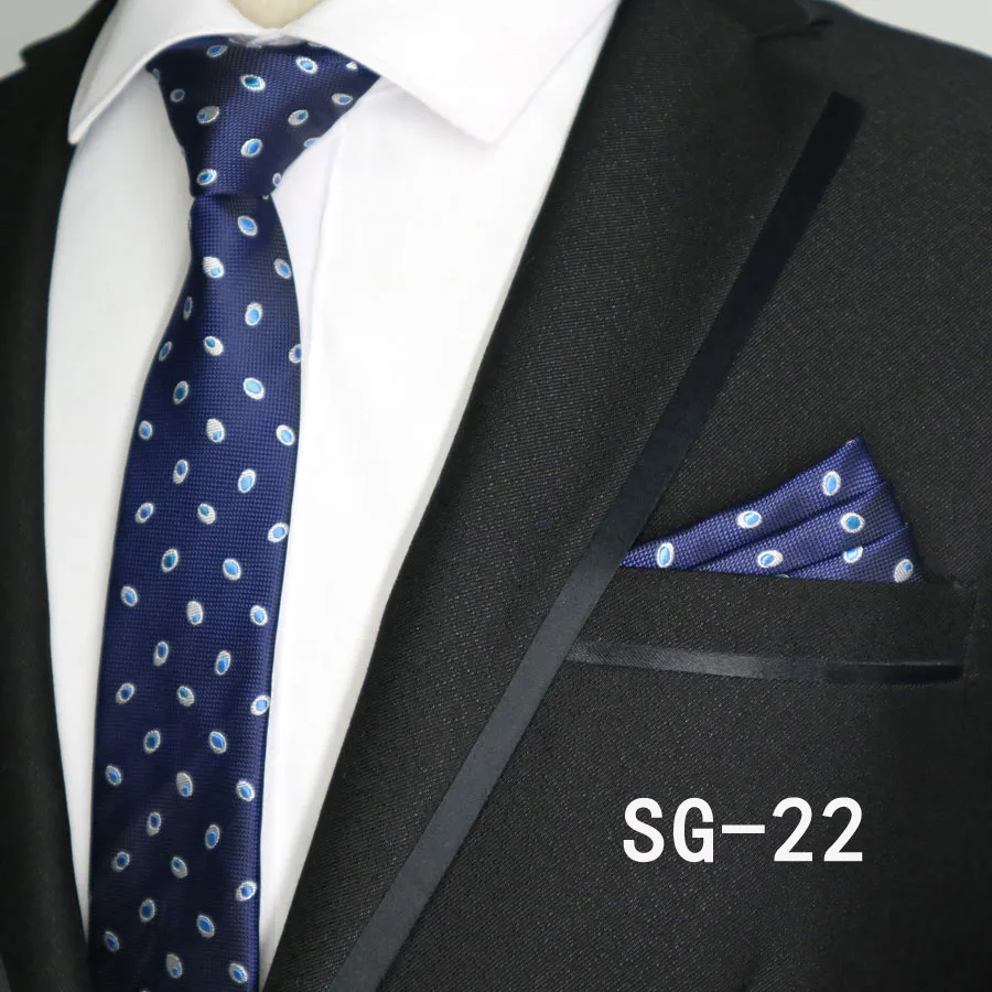 6 см мужской галстук набор Карманный квадратный Полосатый горошек Пейсли мужские галстуки тонкий соответствующий платок узкий галстук на шею Бизнес Свадьба вечеринка - Цвет: SMT03-HJL-SG-22