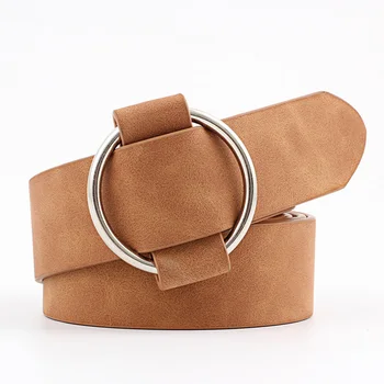 

Women Belt Solid All-Match Ceinture Jeans Leather Strap Waistband Elastic Casual Dress Decorative Wide Fashion Round Buckle