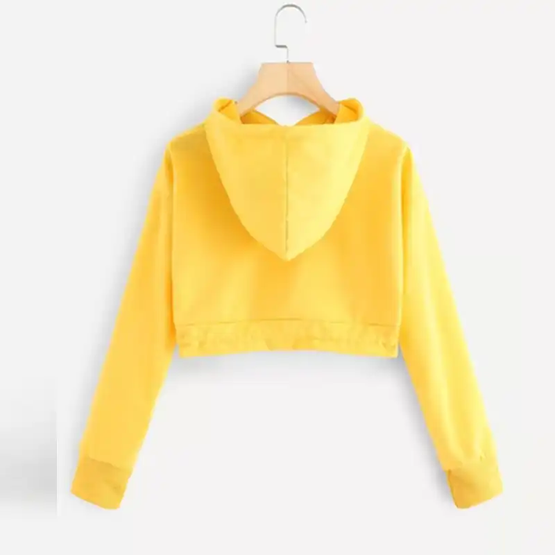 yellow crop top hoodie