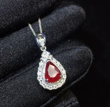 

Ruby Pendants Fine Jewelry Real 18K White Gold 100% Natural Ruby Gemstones 1.02ct Diamonds Fine Chic Pendant Necklace