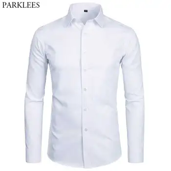 Men's Top Quality Dress Shirts 2022 Fashion New Slim Fit Long Sleeve Shirt Men Black White Formal Button Up Shirt Chemise Homme