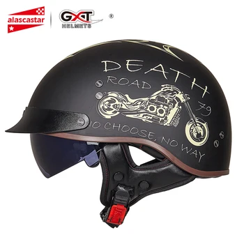 

GXT Motorcycle Helmet Men Vintage Casco Moto Helmet Open Face Scooter Motorbike Racing Riding Helmet With DOT Certification
