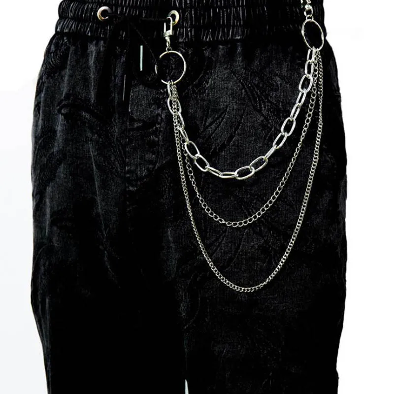 

Layered Chain Keychain for Women Man Pant Jeans HipHop llaveros Punk Rock Trousers Chains Street Key Chain Hipster sleutelhanger