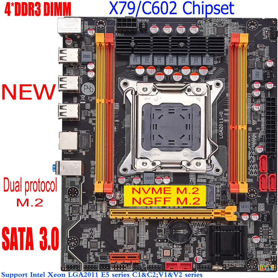 Материнская плата X79 6M LGA 2011 USB2.0 SATA3 Dual protocol m.2 поддержка REG ECC memory и процессор Xeon E5 DDR3 strong huananzhix79|Материнские платы|   | АлиЭкспресс