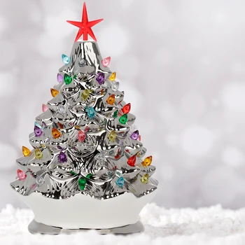 

Christmas Mini Ceramic Tree Festive Christmas Tree Décor Vintage Desktop Decoration Winter Tree Holidays Party Supplies